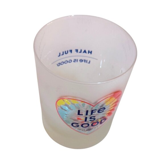 Life Is Good Cocktail Glass Tumbler Inspirational Drinkware Heart Candleholder - Picture 6 of 11
